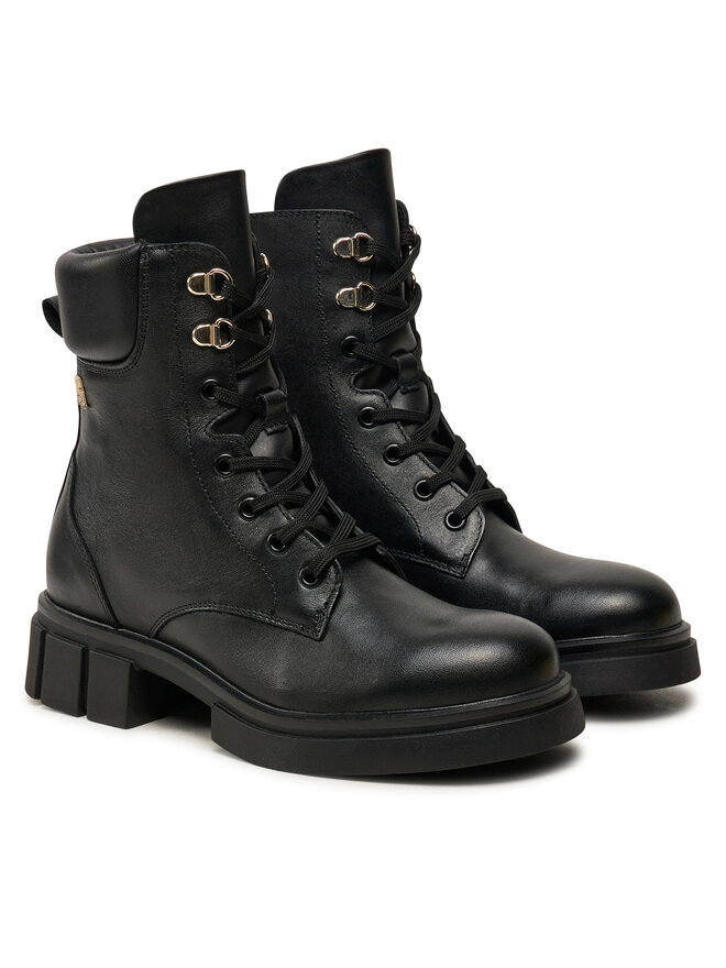 Tommy Hilfiger Scarponcini Tommy Hilfiger Lace-Up Biker Leather FW0FW08167 Nero