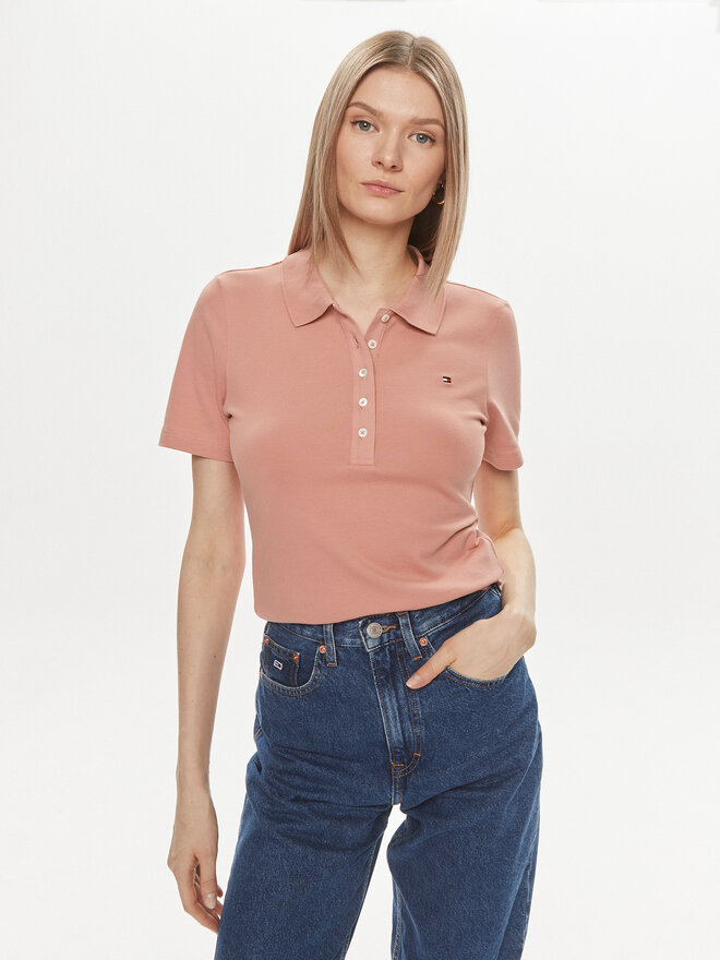 Tommy Hilfiger Tommy Hilfiger Pólóing 1985 WW0WW37823 Rózsaszín Slim Fit