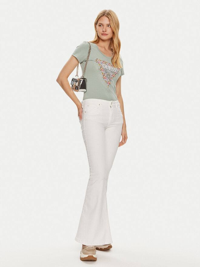 Guess Guess Marškinėliai W4YI72 J1314 Žalia Slim Fit