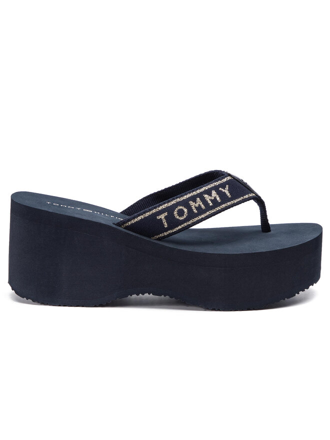 Tommy Hilfiger Zehentrenner Tommy Hilfiger Tommy Retro High Beach Sandal FW0FW03871 Dunkelblau