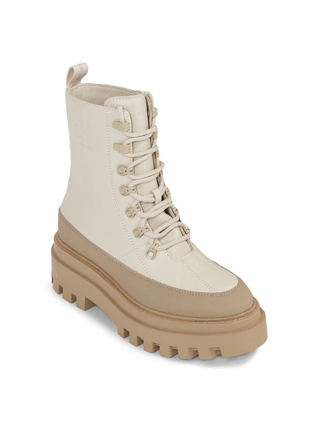 Calvin Klein Jeans Μποτάκια Calvin Klein Jeans Flatform Lace Up Boot Lth YW0YW01110 Μπεζ