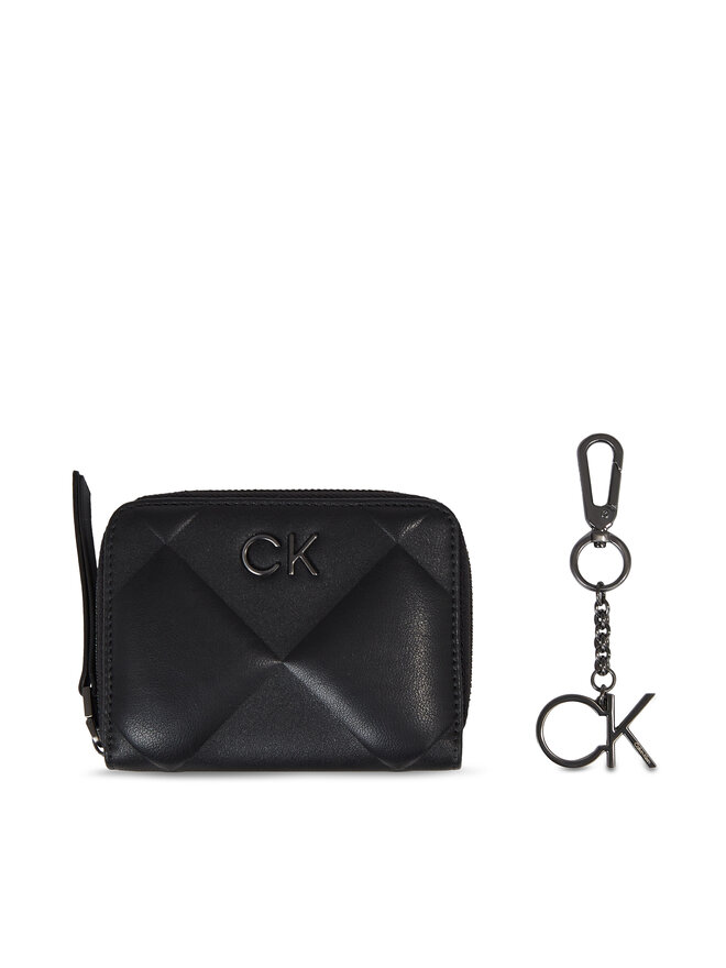 Calvin Klein Set novčanik i privjesak Calvin Klein Ck Quilt Wallet Md/ Key Chain K60K611329 Crna