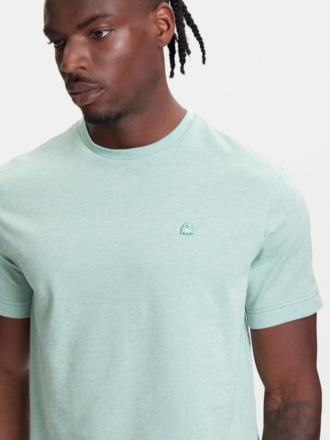 United Colors Of Benetton United Colors Of Benetton Marškinėliai 3M4WU1088 Žalia Relaxed Fit