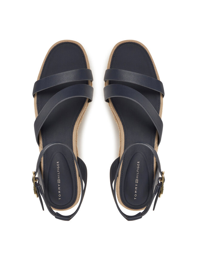 Tommy Hilfiger Espadryle Tommy Hilfiger Ankle Strap Leather Platform FW0FW08497 Granatowy