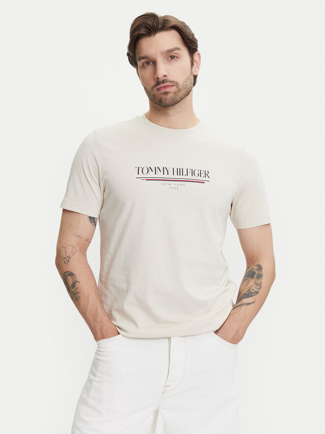 Tommy Hilfiger Tommy Hilfiger T-Shirt Brand Love MW0MW40324 Beige Regular Fit