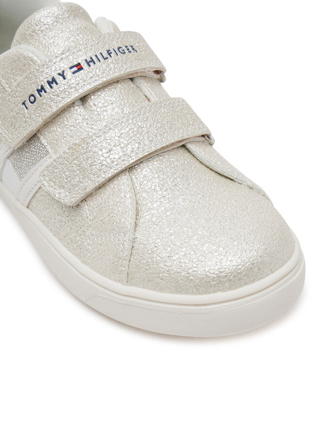 Tommy Hilfiger Sneakersy Tommy Hilfiger Flag Low Cut Velcro Sneaker T1A9-33726-0375 S Écru