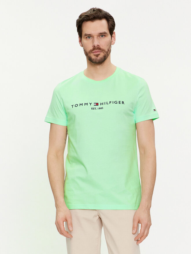 Tommy Hilfiger Tommy Hilfiger Marškinėliai Logo MW0MW11797 Žalia Slim Fit