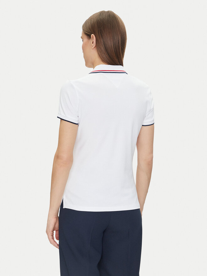 Tommy Hilfiger Tommy Hilfiger Polo marškinėliai Feminine Sporty Slim Polo Ss WW0WW44517 Balta Regular Fit