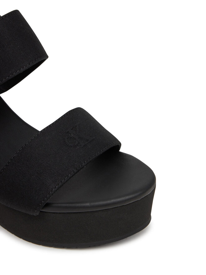 Calvin Klein Jeans Sandały Calvin Klein Jeans Wedge Sandal Webbing In YW0YW01790 Czarny