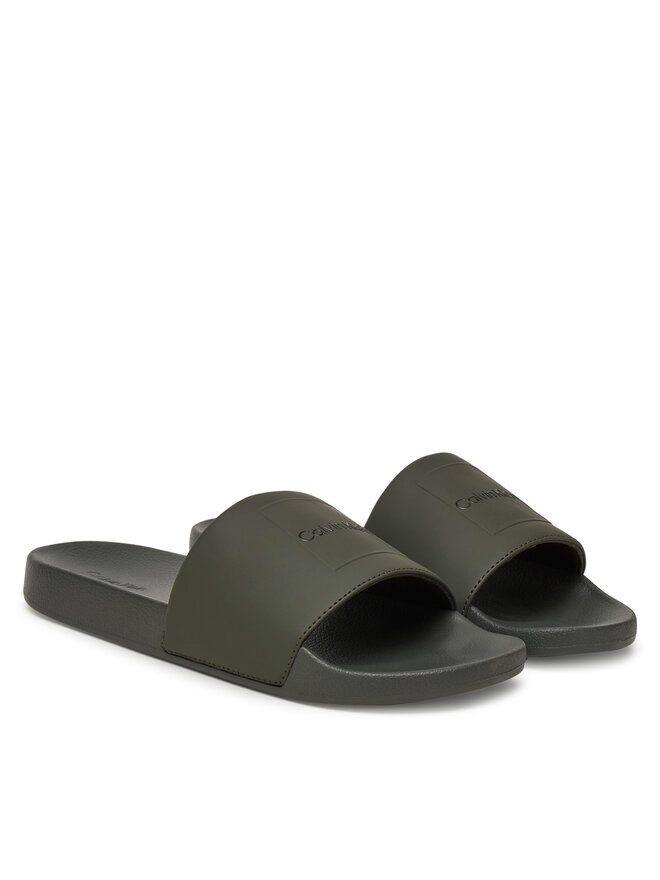 Calvin Klein Şlapi Calvin Klein Pool Slide W/ Ck Square HM0HM01754 Verde