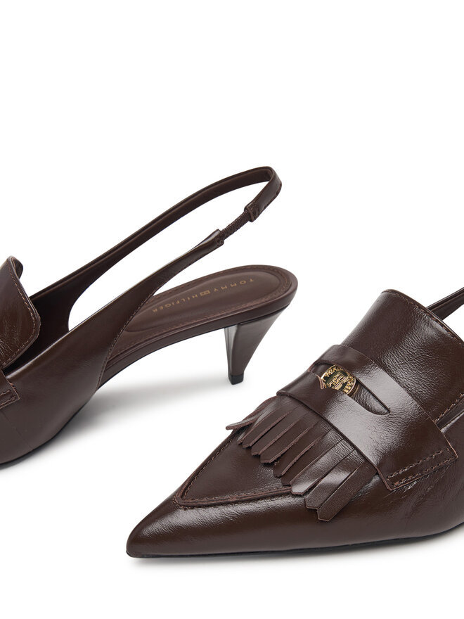Tommy Hilfiger Pumps Tommy Hilfiger Th Penny Bar Pointy Sling Back FW0FW09535 Braun
