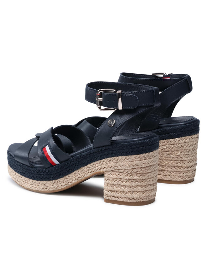 Tommy Hilfiger Εσπαντρίγιες Tommy Hilfiger Th Interlace Mid Heel Sandal FW0FW05609 Σκούρο μπλε