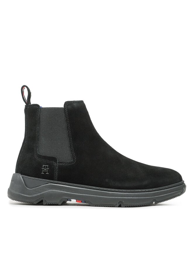 Tommy Hilfiger Μποτάκια με λάστιχο Tommy Hilfiger Premium Th Suede Hybrid Chelsea FM0FM04683 Μαύρο
