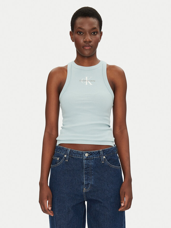 Calvin Klein Jeans Calvin Klein Jeans Топ Monologo J20J225301 Голубий Slim Fit
