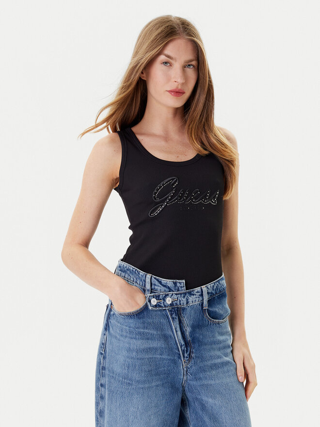 Guess Guess Τοπ W5YP00 KCXJ2 Μαύρο Regular Fit