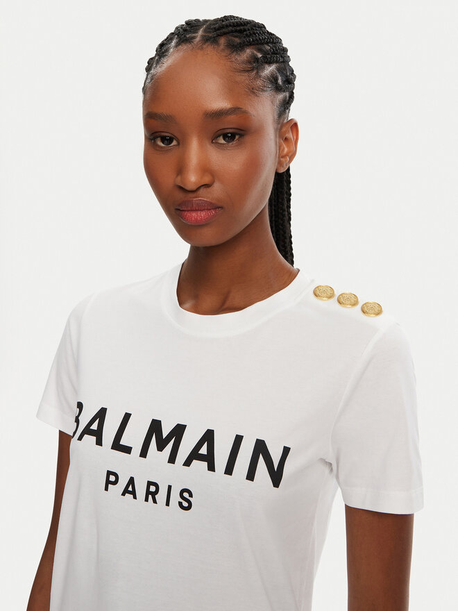 Balmain Balmain T-Shirt BF1EF005BB02 Λευκό Regular Fit