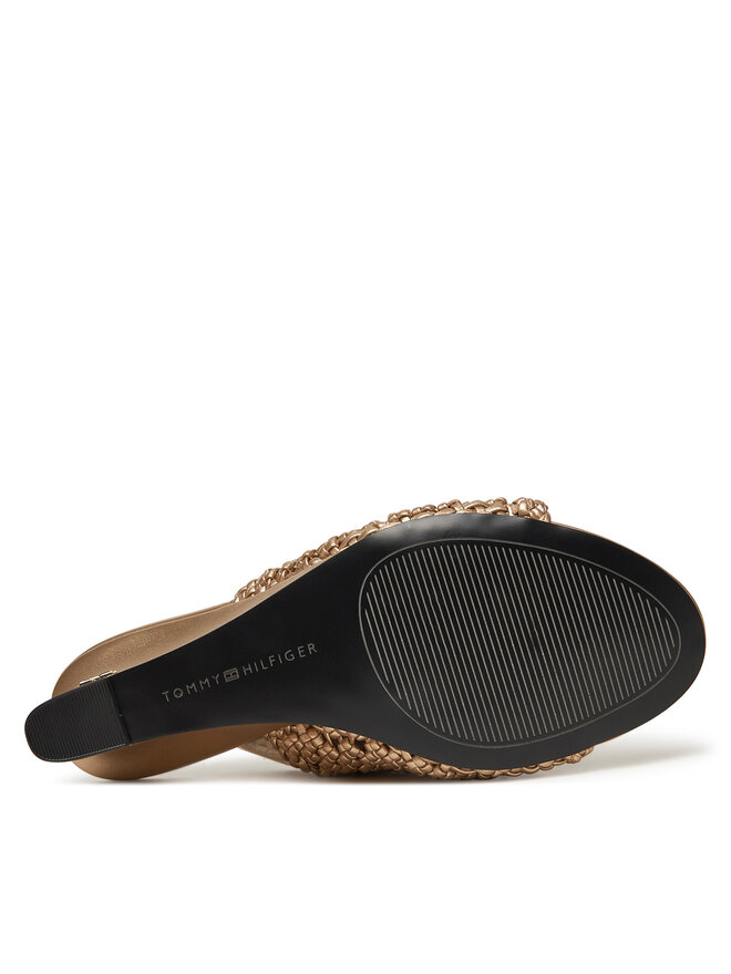 Tommy Hilfiger Klapki Tommy Hilfiger Crochet Metallic Lthr Wedge Mule FW0FW08812 Złoty