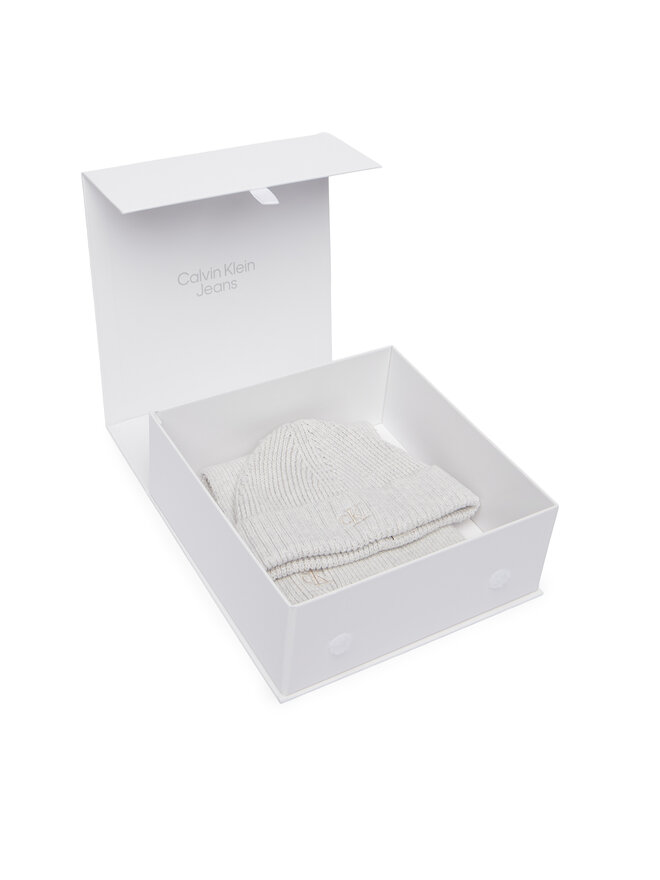 Calvin Klein Jeans Set Schal und Mütze Calvin Klein Jeans Knitted Scarf Beanie Giftbox LVCKFJP00N Hellgrau