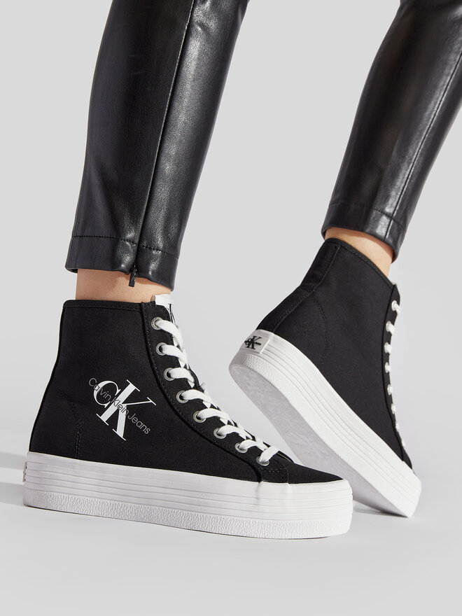 Sneakers Calvin Klein Jeans Vulcanized Flatform Mid Cut YW0YW00646 Noir chaussures