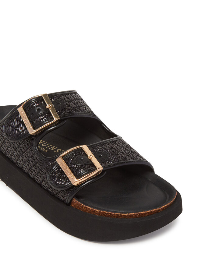 Genuins Чехли Genuins Hawaii Raffia G106362 Черен