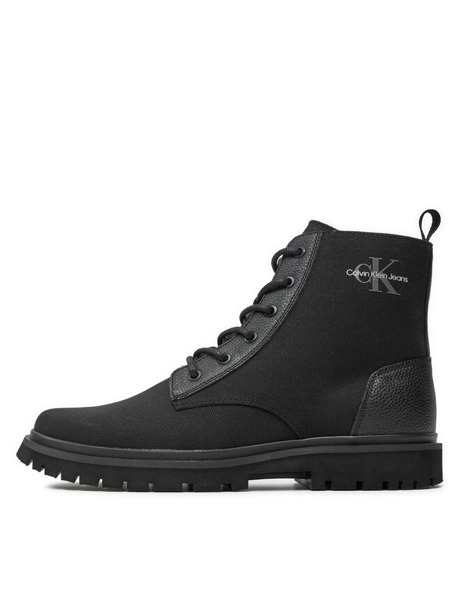 Calvin Klein Jeans Šnurovacia obuv Calvin Klein Jeans Eva Boot Mid Laceup Mix Mtr YM0YM00982 Čierna