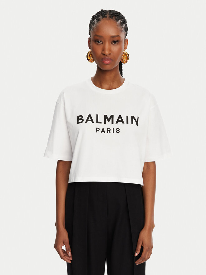 Balmain Balmain T-Shirt BF1EE020BB02 Weiß Relaxed Fit