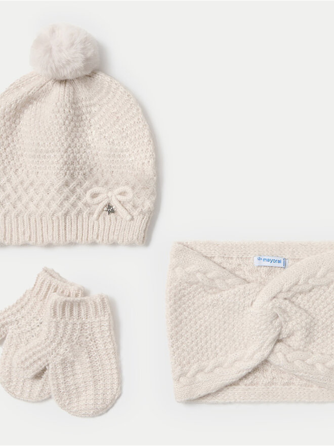 Mayoral Set: gorro, bufanda de tubo y guantes Mayoral 10769 Beis