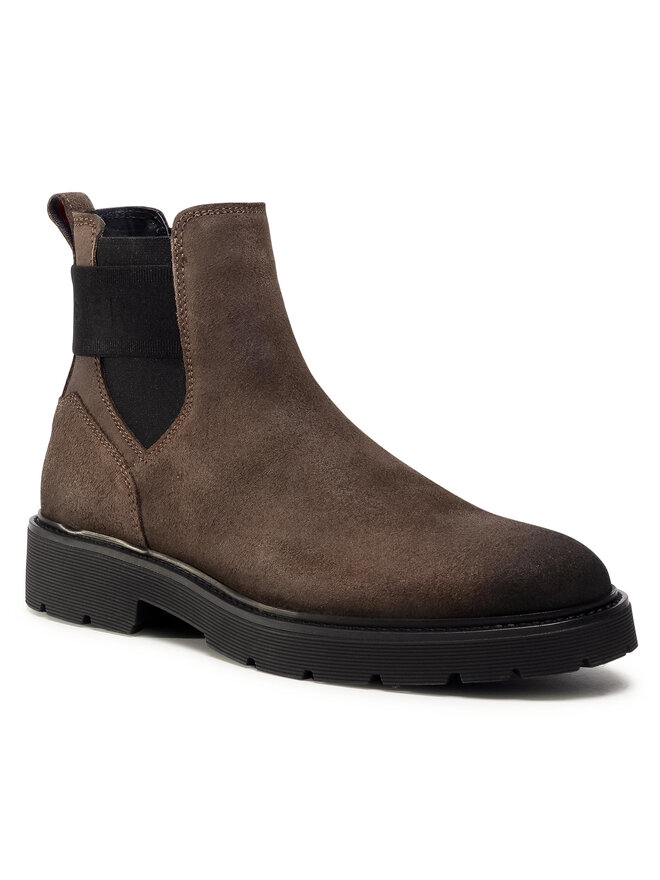 Tommy Hilfiger Bokacsizma Tommy Hilfiger Elastic Hilfiger Suede Chelsea FM0FM03106 Barna