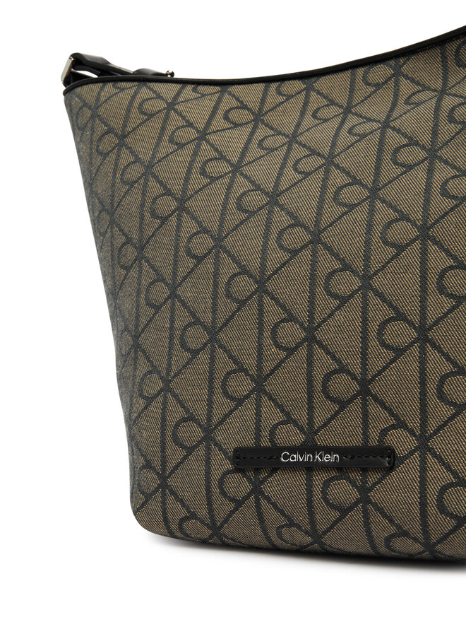 Calvin Klein Handtasche Calvin Klein Emblem Aop Jacquard Tote W/Pouch LV04F3535G Khakifarben
