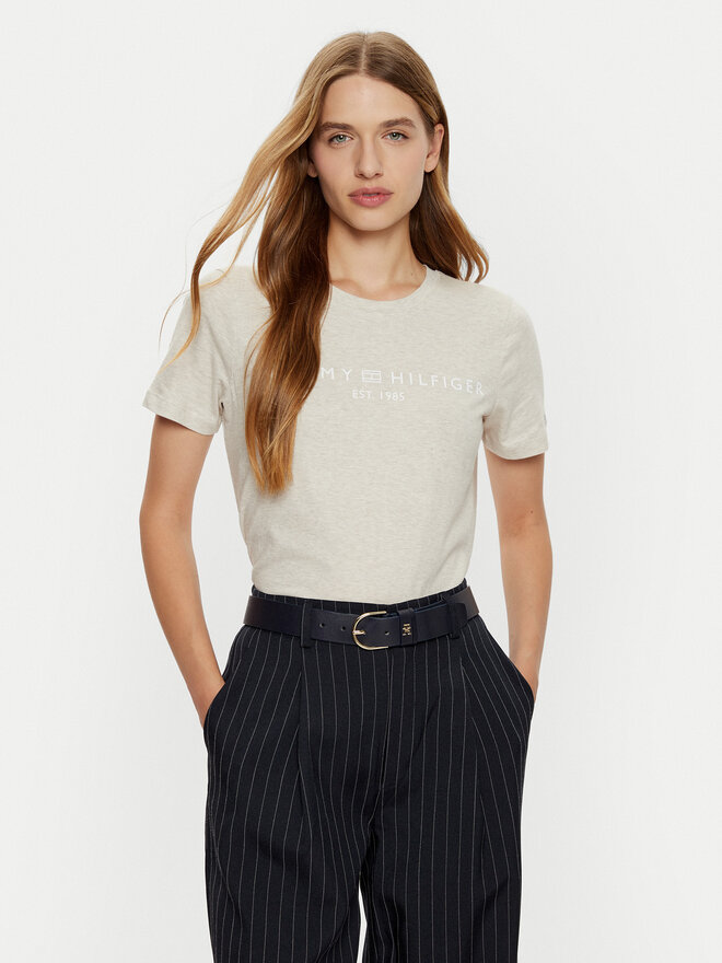 Tommy Hilfiger Tommy Hilfiger Majica WW0WW40276 Bež Regular Fit