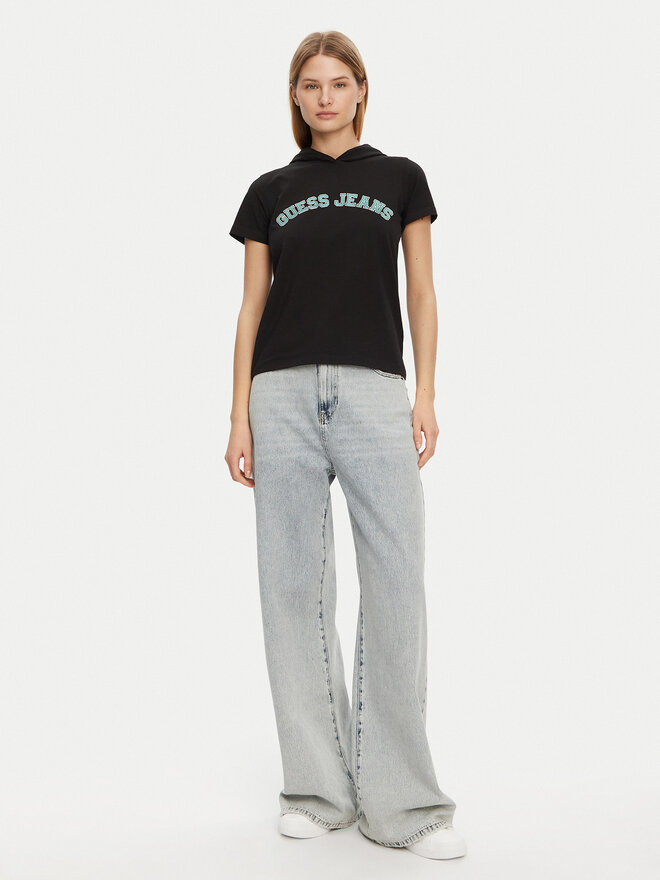Guess Guess Marškinėliai W5GP28 J1314 Juoda Regular Fit