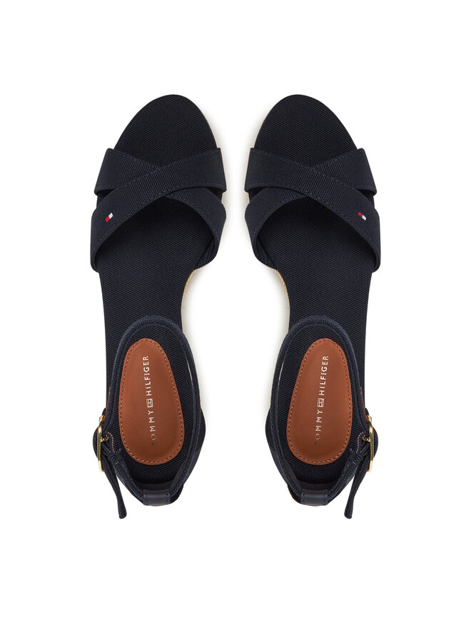 Tommy Hilfiger Sandały Tommy Hilfiger Flag Criss-Cros Mid Wedge Espad FW0FW08481 Granatowy