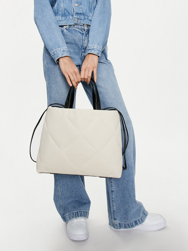 Calvin Klein Handtasche Calvin Klein Quilt Shopper_Canvas K60K611756 K60K611756 Écru