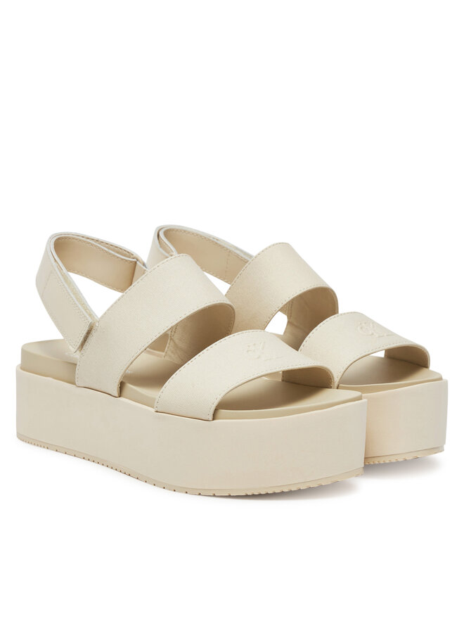 Calvin Klein Jeans Sandały Calvin Klein Jeans Flatform Sandal Sling In YW0YW01788 Écru