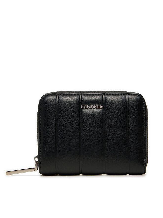 Calvin Klein Portofel Mic de Damă Calvin Klein Line Quilt Medium Zip Around K60K613066 Negru