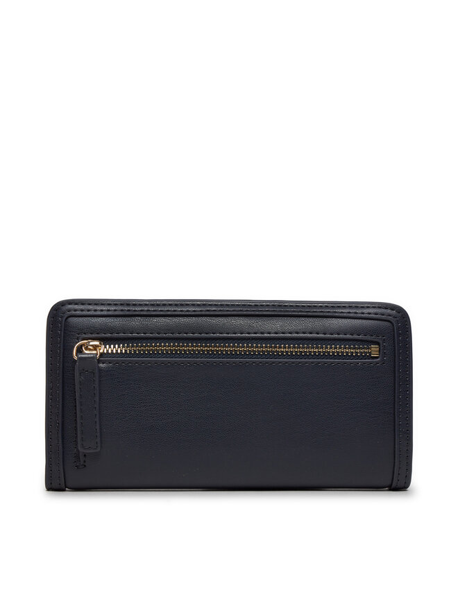 Tommy Hilfiger Liels sieviešu maks Tommy Hilfiger Th Monotype Large Slim Wallet AW0AW16210 Tumši zils