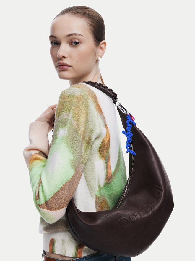 Desigual Ročna torba Desigual Half Logo Zante 25WAXPAX Rjava