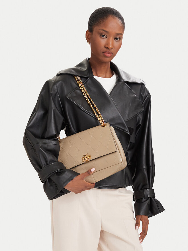 Tory Burch Handtasche Tory Burch Charlie Quilted Shoulder Bag 185828 Creme