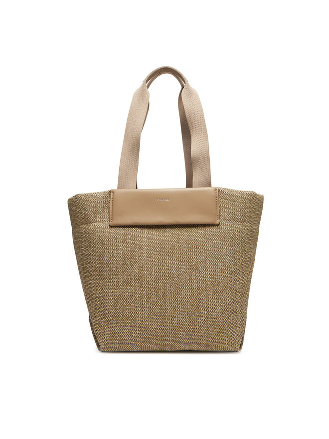 Calvin Klein Ročna torba Calvin Klein Ck Raffia Medium Shopper K60K613174 Rjava