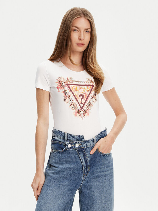 Guess Guess Футболка W5YI08 J1314 Білий Regular Fit