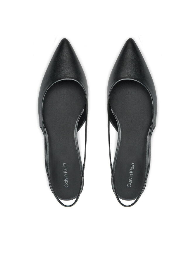 Calvin Klein Sandały Calvin Klein Flat Slingback Pump Pearl HW0HW02120 Czarny