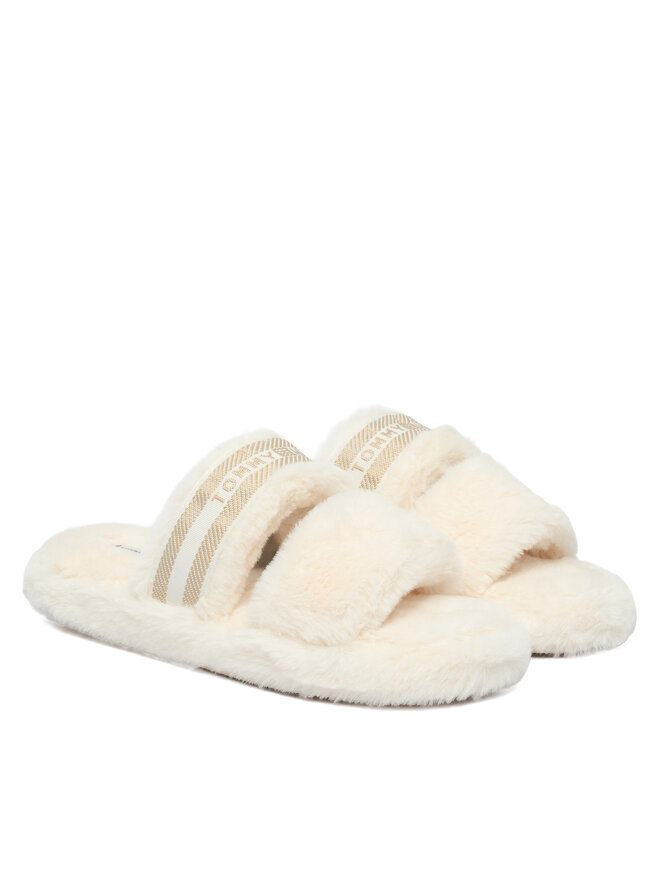 Tommy Hilfiger Пантофи Tommy Hilfiger Hilfiger Fur Slipper FW0FW08854 Бял