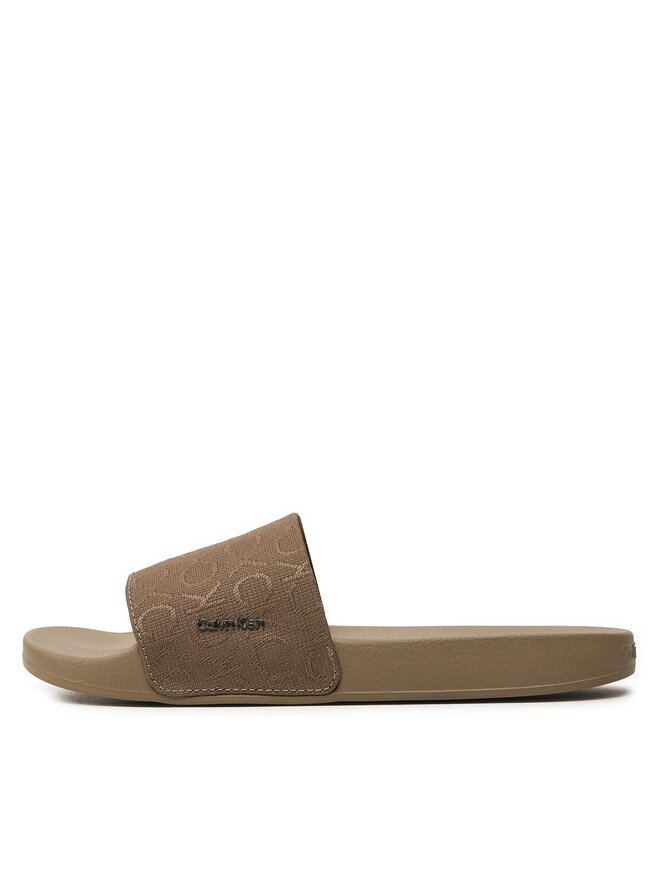 Pantoletten Calvin Klein Pool Slide Wcalvin Met Mono Jacq HW0HW01971 ...