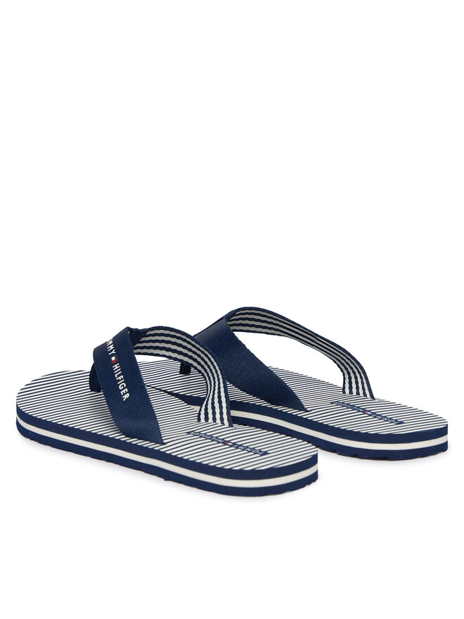 Tommy Hilfiger Zehentrenner Tommy Hilfiger Th Ithaca Stripe Summer Sandal FW0FW09192 Dunkelblau