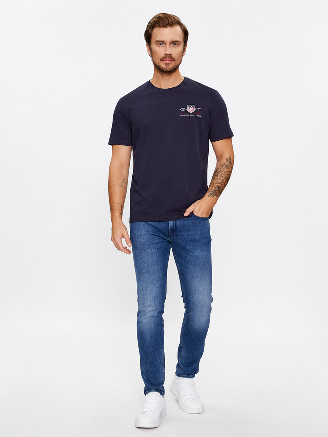 Gant Gant Marškinėliai Reg Archive Shield Emb Ss 2067004 Tamsiai mėlyna Regular Fit