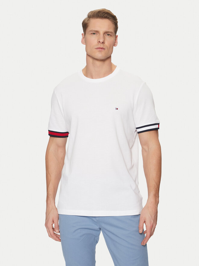 Tommy Hilfiger Tommy Hilfiger Majica Global Stripe MW0MW38078 Bela Regular Fit