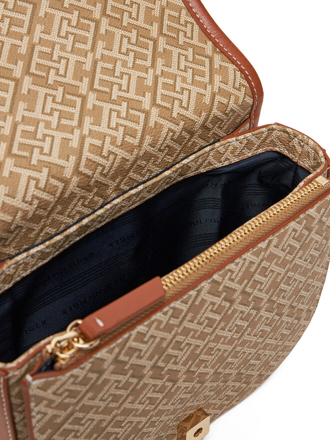 Tommy Hilfiger Torebka Tommy Hilfiger Th Monoplay Leather Saddle Bag AW0AW17414 Brązowy