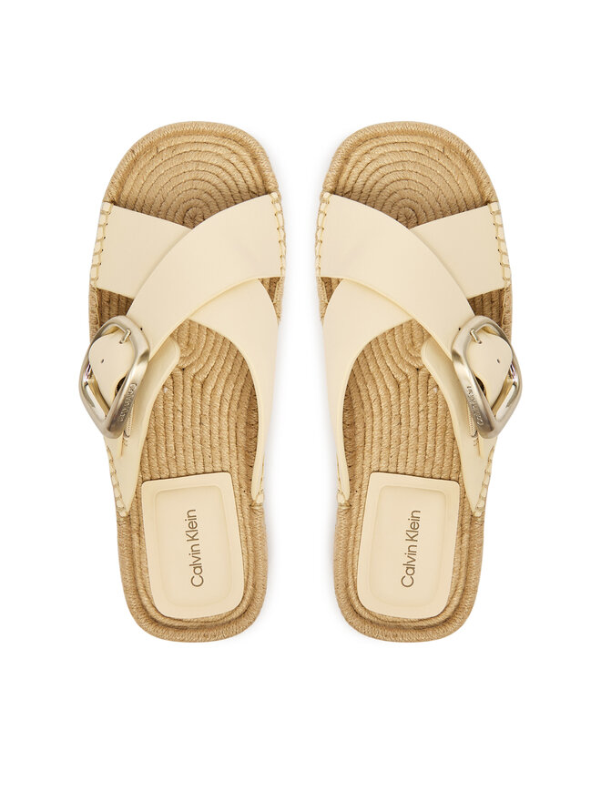 Calvin Klein Espadrilles Calvin Klein Flatf Espadrill Cross Lth Hdw HW0HW02892 Écru