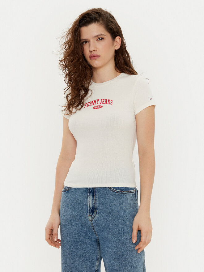 Tommy Jeans Tommy Jeans Marškinėliai DW0DW19435 Écru Slim Fit