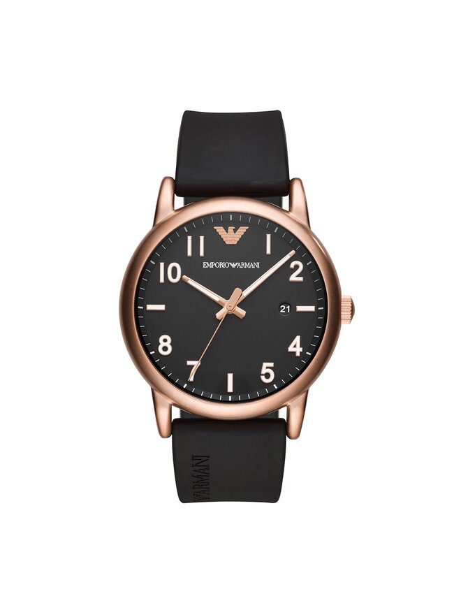 Emporio armani black and rose gold watch discount